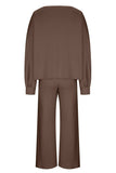 Round Neck Long Sleeve Top and Pants Set - Trendsi - Flyclothing LLC