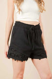 VERY J Lace Contrast Detail Woven Shorts - Trendsi - Flyclothing LLC