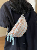 Contrast Plaid Polyester Crossbody Bag - Trendsi - Flyclothing LLC