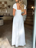 Devine Sweetheart Neck Short Sleeve Maxi Dress - Trendsi - Flyclothing LLC