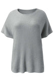 Slit Round Neck Short Sleeve Knit Top - Trendsi - Flyclothing LLC