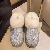 Sequin Round Toe Platform Boots - Trendsi - Flyclothing LLC