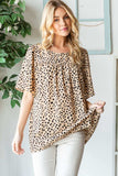 Heimish Full Size Animal Print Flutter Sleeve Blouse - Trendsi - Flyclothing LLC