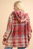 VERY J Fuzzy Plaid Long Sleeve Hooded Jacket - Trendsi - Flyclothing LLC