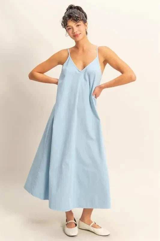HYFVE Dyed V-Neck Loose Dress - Trendsi - Flyclothing LLC