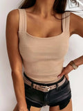 Square Neck Wide Strap Tank - Trendsi - Flyclothing LLC