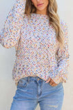 Confetti Round Neck Long Sleeve Sweater - Trendsi - Flyclothing LLC