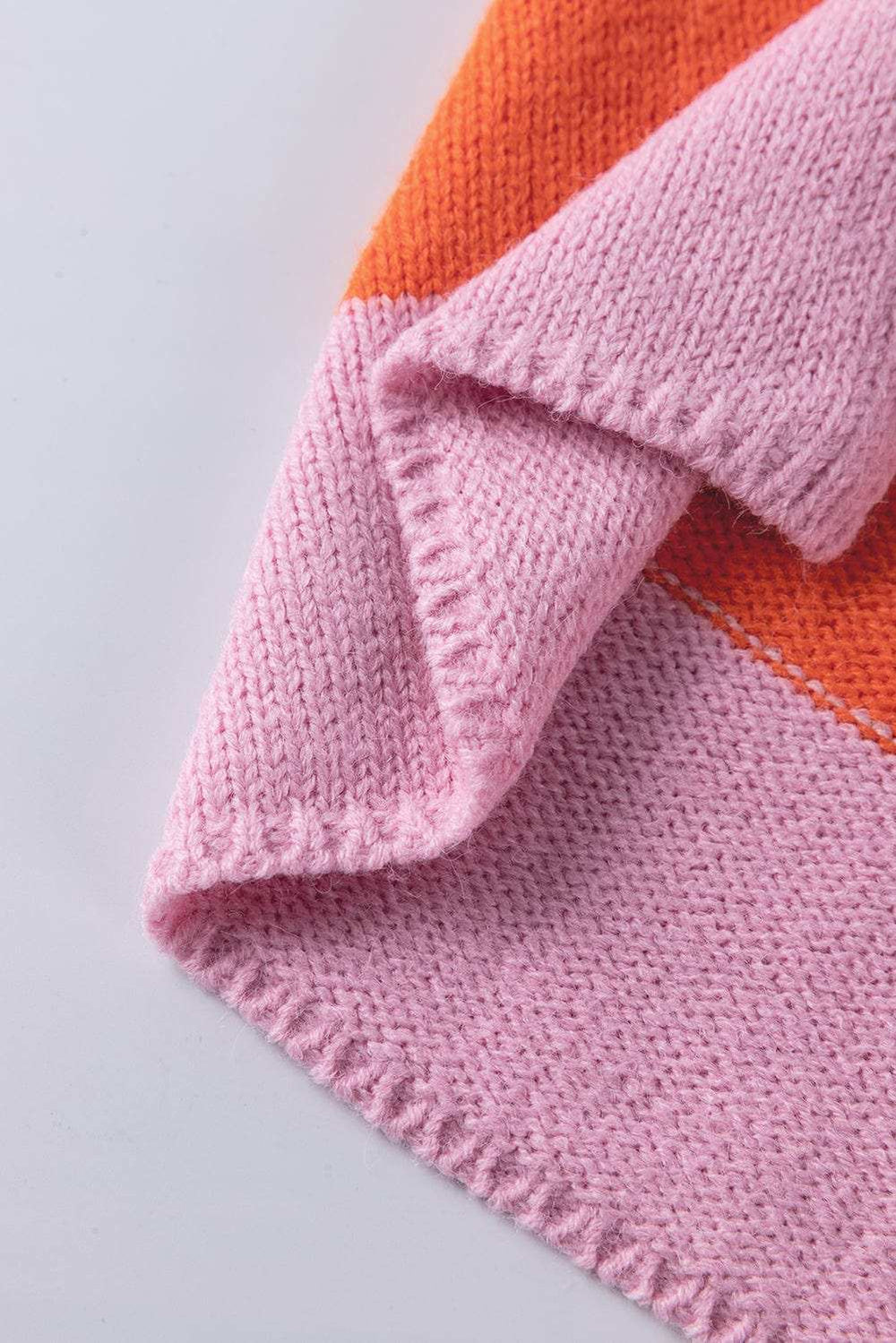 Color Block V-Neck Long Sleeve Sweater - Trendsi - Flyclothing LLC