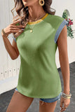 Contrast Trim Ribbed Knit Sleeveless Top - Trendsi - Flyclothing LLC