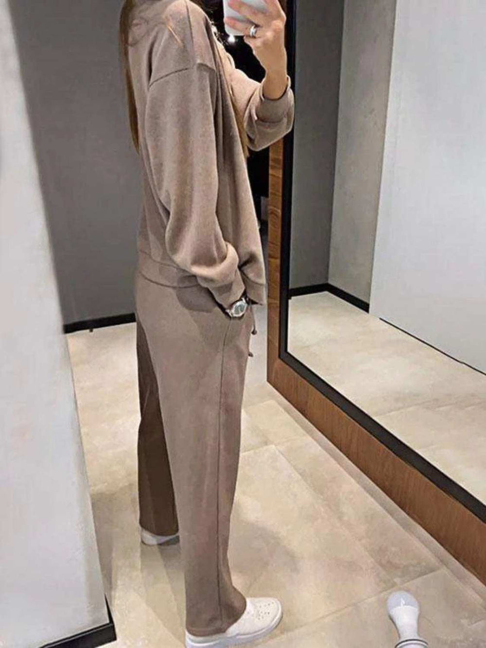 Full Size Button Up Long Sleeve Top and Pants Set - Trendsi - Flyclothing LLC