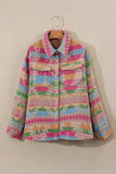 Plus Size Pocketed Printed Collared Neck Jacket - Trendsi - Flyclothing LLC