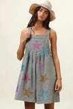 BiBi Star Rhinestone Washed Wide Leg Shortalls - Trendsi - Flyclothing LLC
