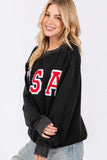 SAGE + FIG USA Letter Patch Round Neck Sweatshirt - Trendsi - Flyclothing LLC