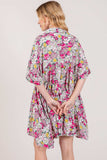 SAGE + FIG Floral Button Down Mini Shirt Dress - Trendsi - Flyclothing LLC