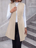 Button Up Longline Vest Coat - Trendsi - Flyclothing LLC