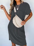 Round Neck Short Sleeve Mini Dress - Trendsi - Flyclothing LLC