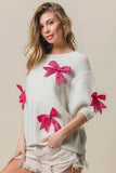BiBi Sequin Bow Puff Sleeve Sweater - Trendsi - Flyclothing LLC