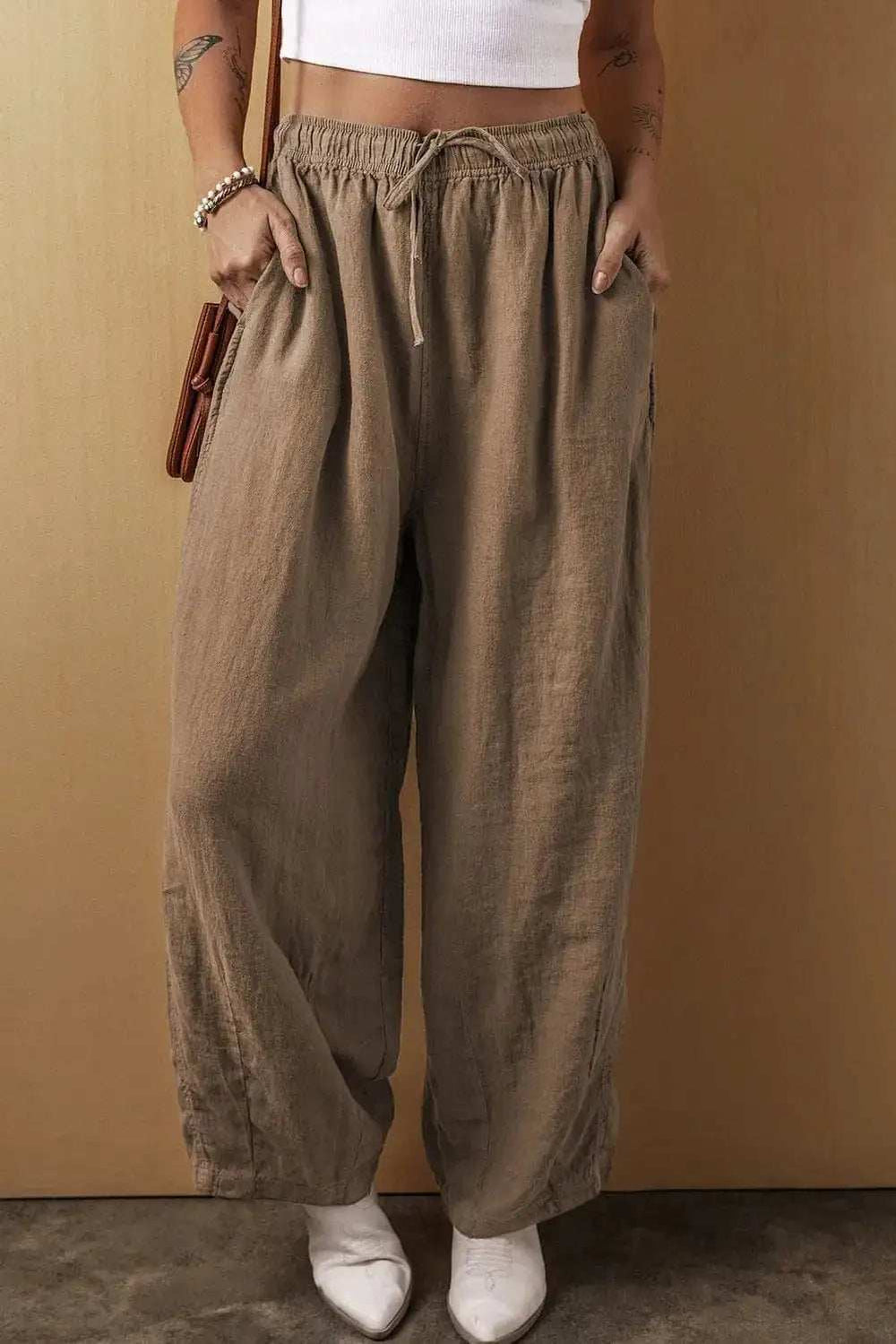 Drawstring Wide Leg Pants - Trendsi - Flyclothing LLC