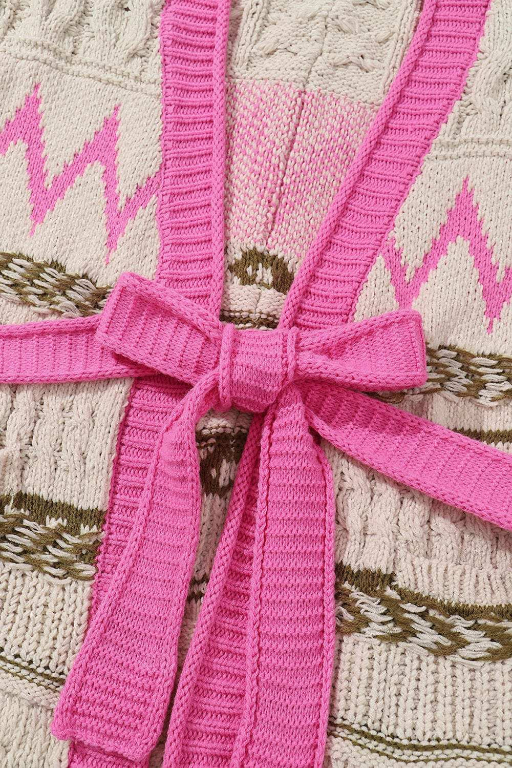 Contrast Tied Open Front Cardigan - Trendsi - Flyclothing LLC