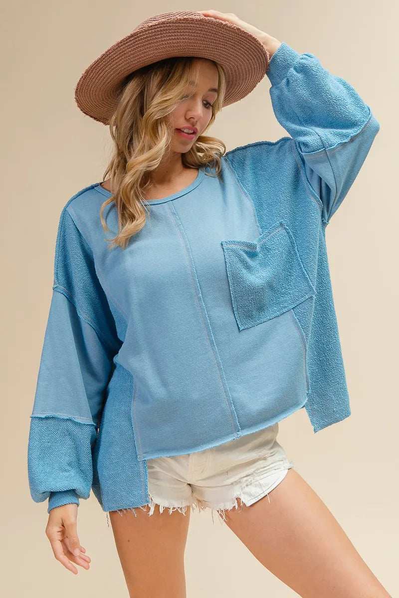BiBi Oversized Pocket Front Sweatshirt - Trendsi - Flyclothing LLC