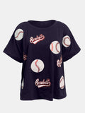 Baseball Round Neck Half Sleeve T-Shirt - Trendsi - Flyclothing LLC
