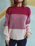 Color Block Long Sleeve Sweater - Trendsi - Flyclothing LLC