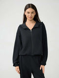 Zip Up Dropped Shouder Active Hooded - Trendsi - Flyclothing LLC