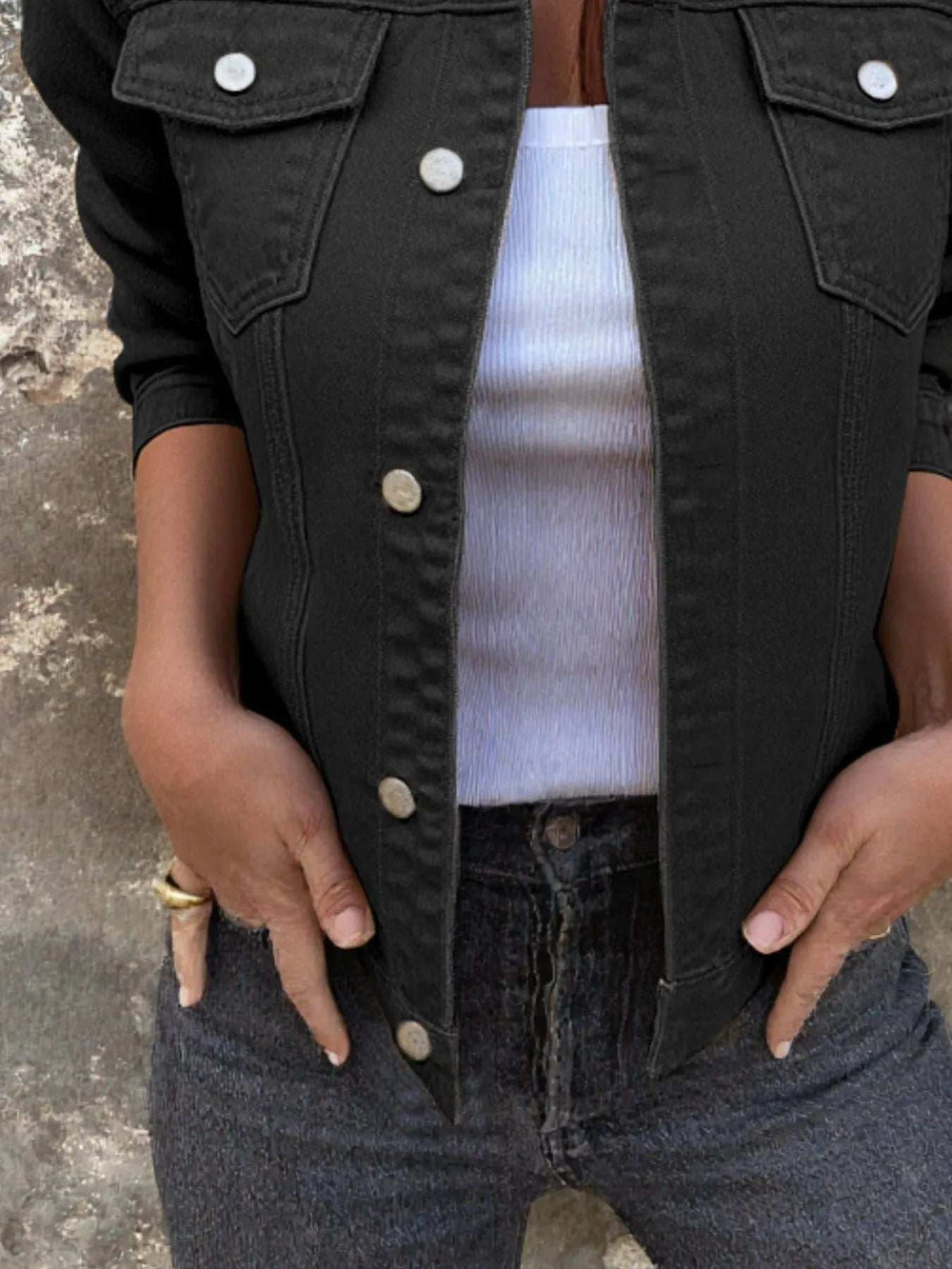 Button Front Closure Denim Jacket - Trendsi - Flyclothing LLC