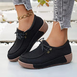 Round Toe Lace-Up Sneakers - Trendsi - Flyclothing LLC