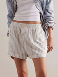 Striped Elastic Waist Shorts - Trendsi - Flyclothing LLC