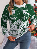 Christmas Element Round Neck Long Sleeve Sweater - Trendsi - Flyclothing LLC
