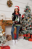 Contrast Christmas Pattern Round Neck Sweater - Trendsi - Flyclothing LLC