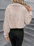 Button Up Long Sleeve Fuzzy Outerwear - Trendsi - Flyclothing LLC