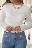 Long Sleeve Jacquard Slim Top - Trendsi - Flyclothing LLC