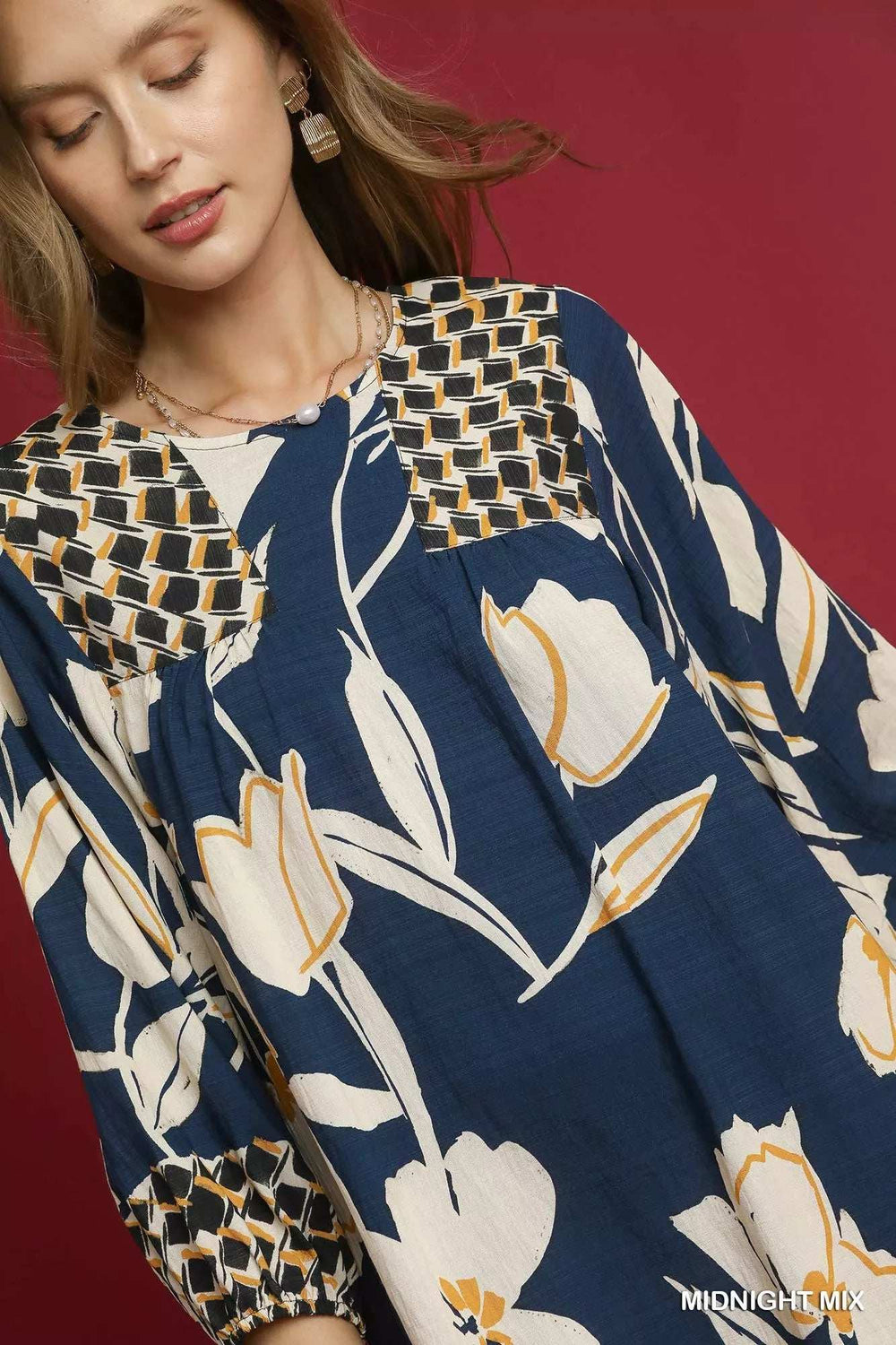 Umgee Floral High-Low Babydoll Dress - Trendsi - Flyclothing LLC