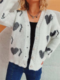 Heart Button Up Long Sleeve Cardigan - Trendsi - Flyclothing LLC