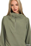 Zenana Ribbed High Neck Half Zip Pullover & Pants Set - Trendsi - Flyclothing LLC