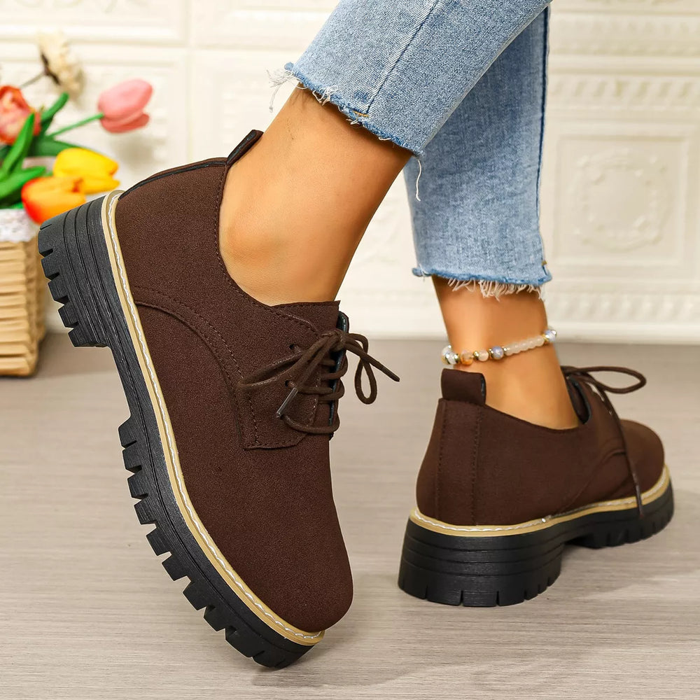 Lace-Up Platform Loafers - Trendsi - Flyclothing LLC