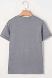 HOPPY Chenille Patch Round Neck Short Sleeve T-Shirt - Trendsi - Flyclothing LLC