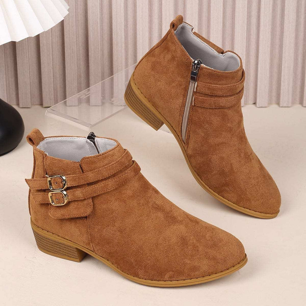 Point Toe Block Heel Boots - Trendsi - Flyclothing LLC
