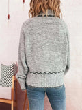 Ribbed Contrast Trim Long Sleeve Sweater - Trendsi - Flyclothing LLC