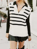Striped Half Zip Sweater Vest - Trendsi - Flyclothing LLC
