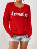 Letter Round Neck Long Sleeve Sweater - Trendsi - Flyclothing LLC