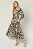 Double Take Full Size Tie Back Flounce Sleeve Dress - Trendsi - Flyclothing LLC