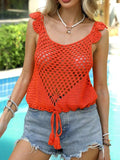 Tassel Openwork Sleeveless Knit Cover Up - Trendsi - Flyclothing LLC