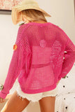 BiBi Flower Patches Open Knit Sweater Cardigan - Trendsi - Flyclothing LLC