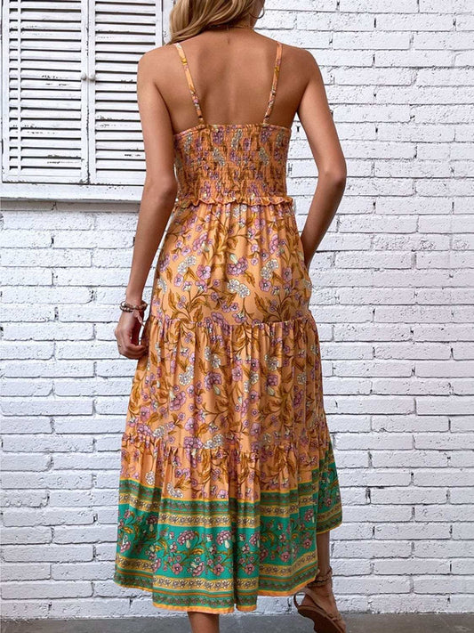 Printed Square Neck Midi Cami Dress - Trendsi - Flyclothing LLC