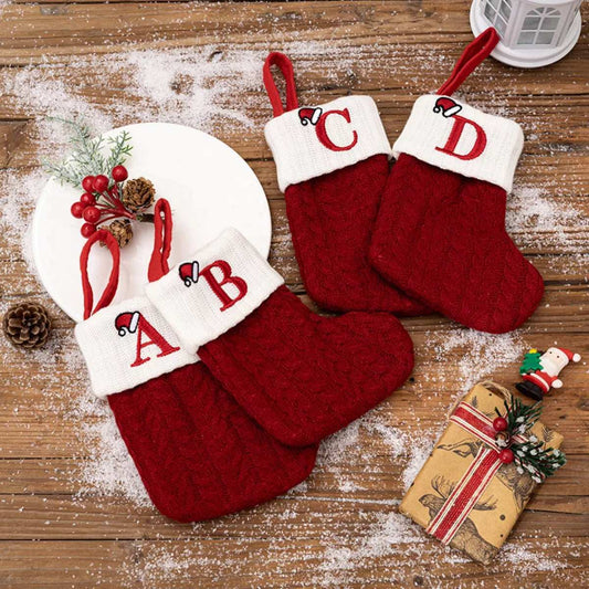 Cable-Knit Contrast Christmas Stockings - Trendsi - Flyclothing LLC