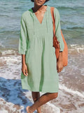 Full Size Tied Three-Quarter Sleeve Mini Dress - Trendsi - Flyclothing LLC