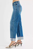 RISEN Slouchy Crop Barrel Cuffed Jeans - Trendsi - Flyclothing LLC